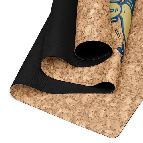 Yoga Mat 183 x 60 cm - 4 mm FSC Cork + Natural Rubber - BLUE &amp; GOLD