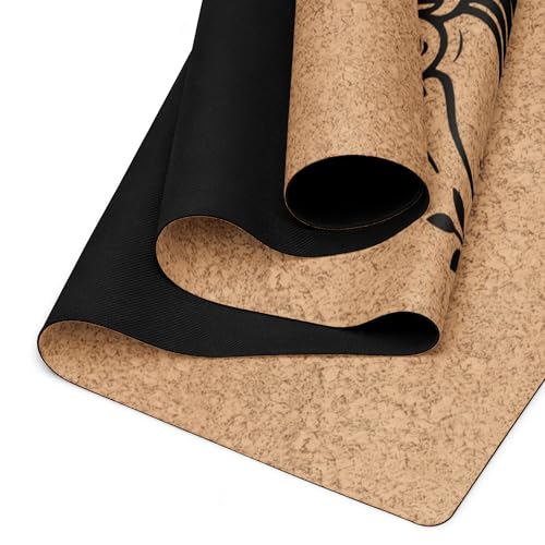 Yoga Mat 183 x 60 cm - 4 mm FSC Cork + Natural Rubber - BLACK