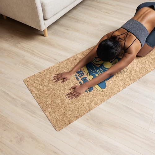 Yoga Mat 183 x 60 cm - 4 mm FSC Cork + Natural Rubber - BLUE &amp; GOLD