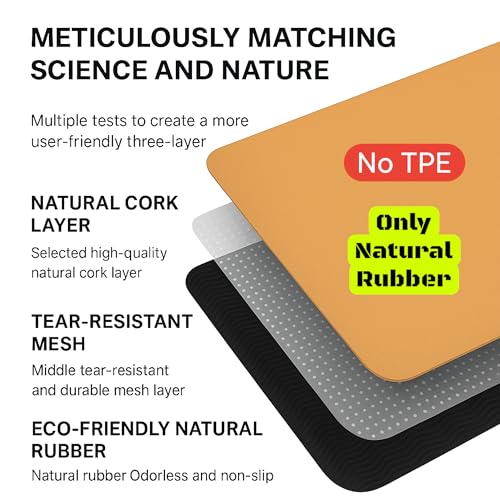 Tapis de yoga Eco 183 x 60 cm - 4mm liège FSC + caoutchouc naturel - BLEU et OR