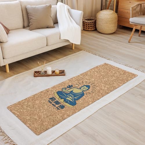 Yoga Mat 183 x 60 cm - 4 mm FSC Cork + Natural Rubber - BLUE &amp; GOLD