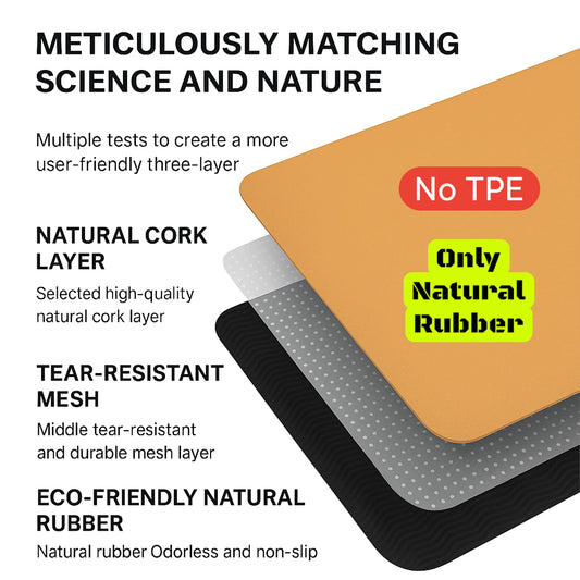 Tapis de yoga Eco 183 x 60 cm - 4mm liège FSC + caoutchouc naturel - VERT et ORANGE