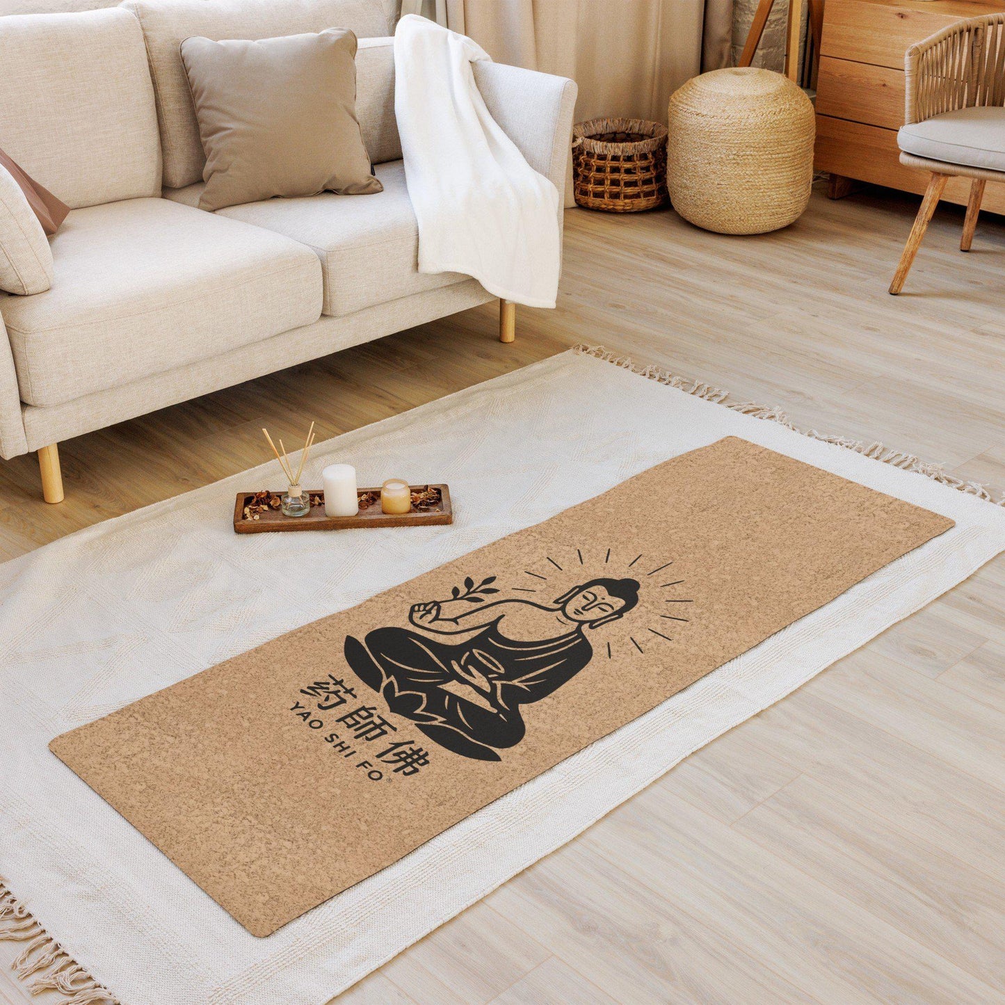 Tapis de yoga Premium 183 x 61 cm - 6mm liège FSC + caoutchouc naturel - YAO SHI FO